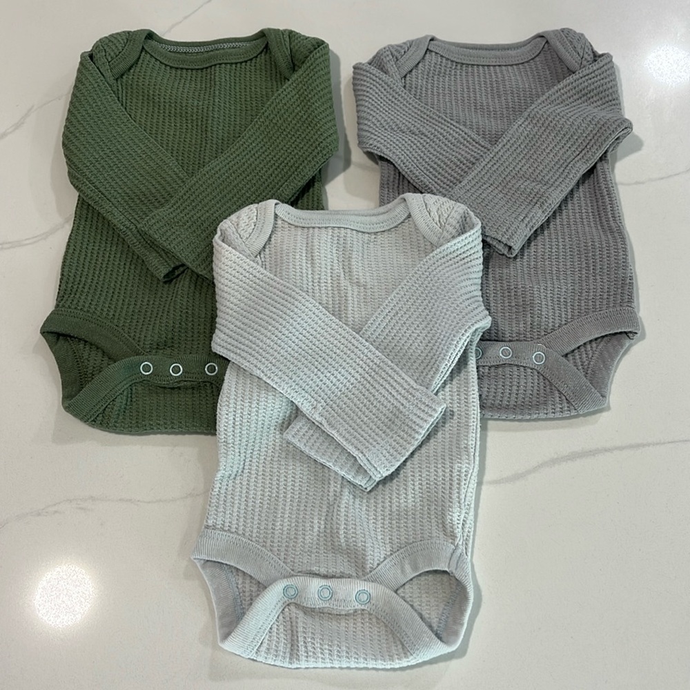 Waffle Knit Onesies - Cloud Island - Lot of 3 - Size NB